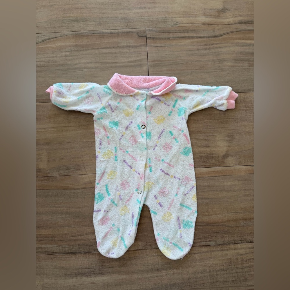 Adorable Pink and White Kids Footie Pajamas